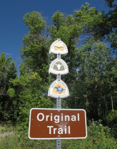 California Trail and Mormon Trail markers in Wasatch Mountains